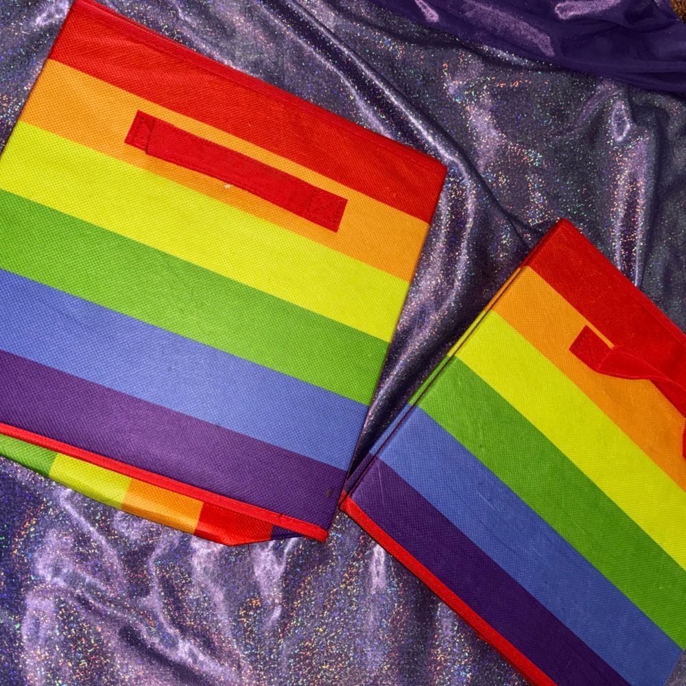 Rainbow Stripe Cube Bins